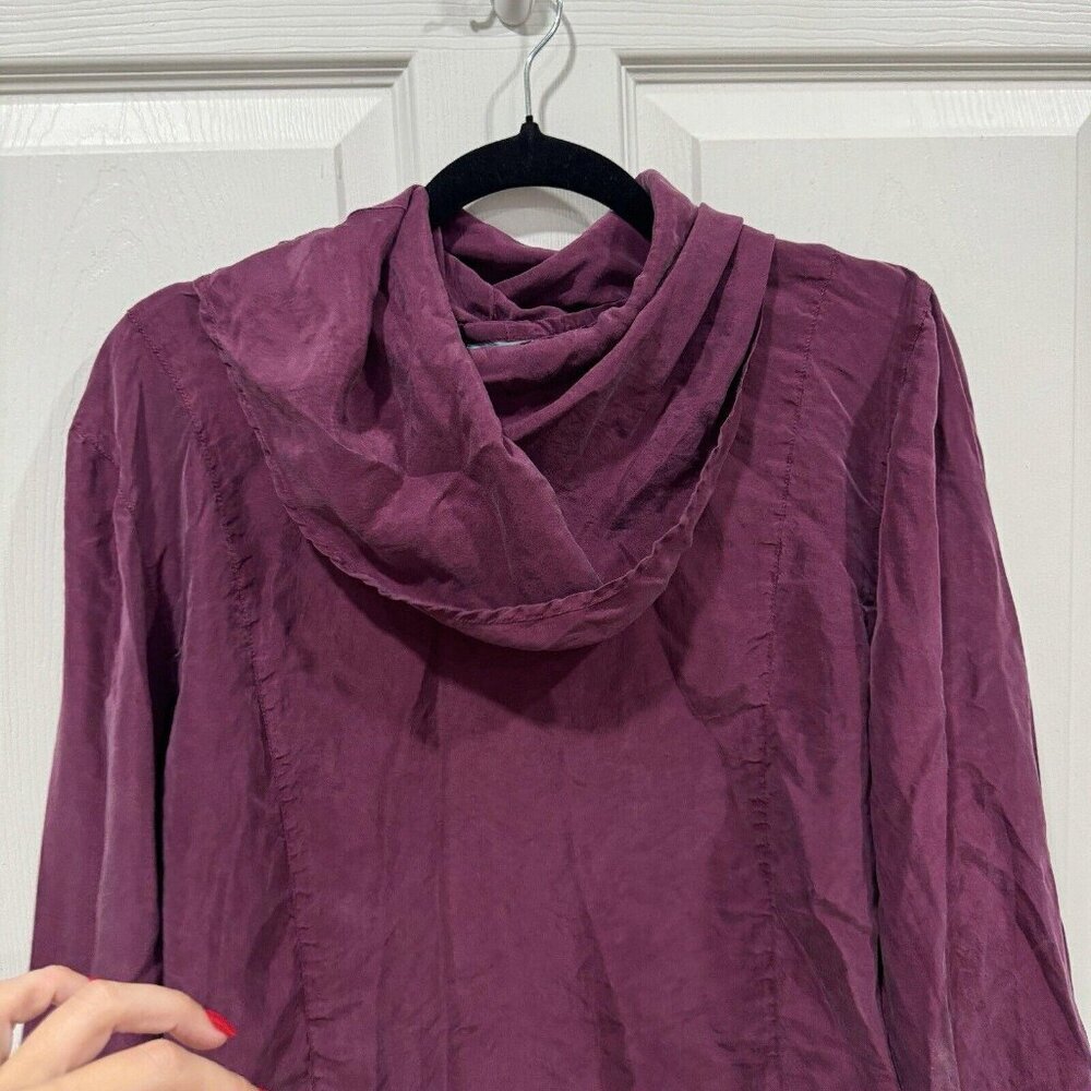 Cocon Commerz PRIVATSACHEN 100% Silk Burgundy Blouse Long Sleeve‎ - Picture 5 of 8